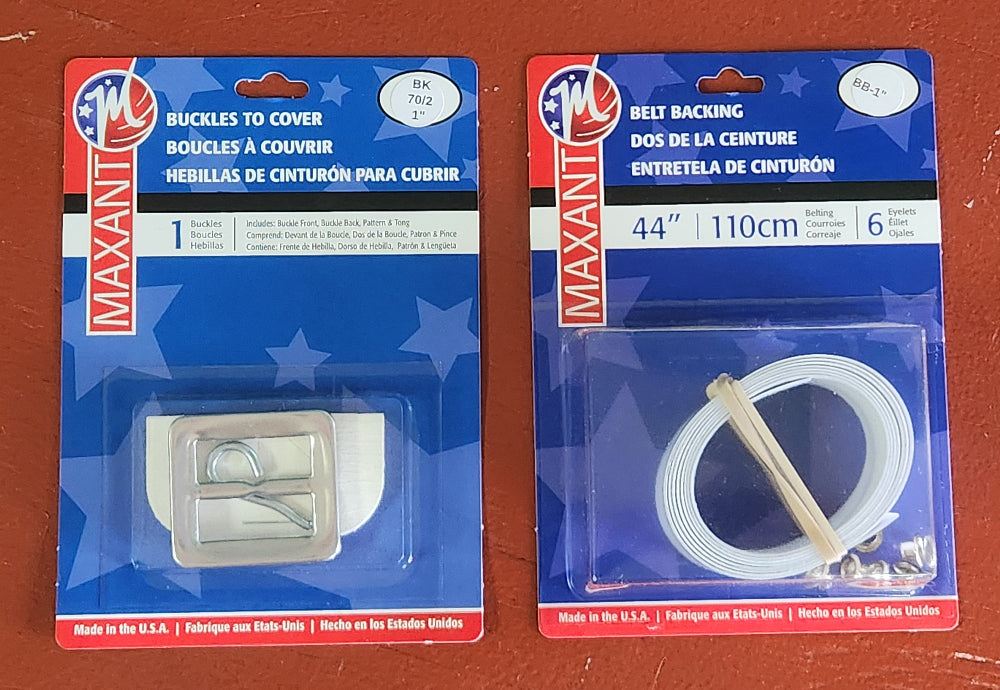 1-inch square two-part aluminum cover buckle kit with template and tong and belt backing