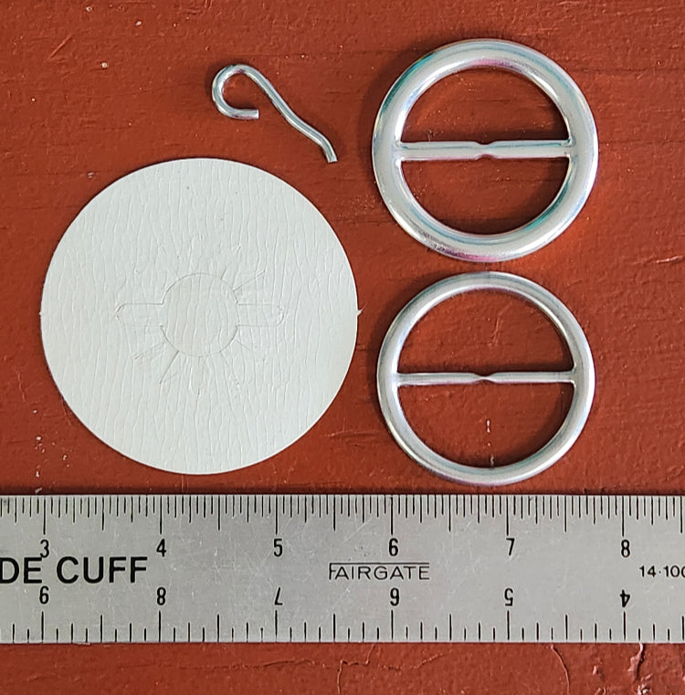 1-1/2" round two-part aluminum cover buckle with template and tong