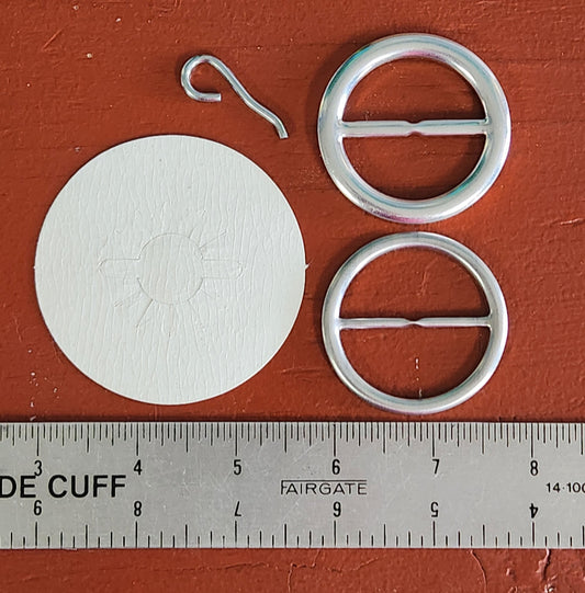 1-1/2" round two-part aluminum cover buckle with template and tong