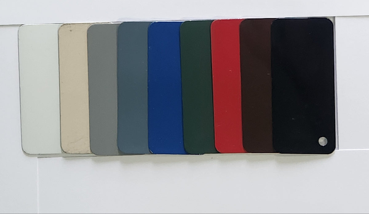 a palette of colors for accent stripes on clamshell awnings